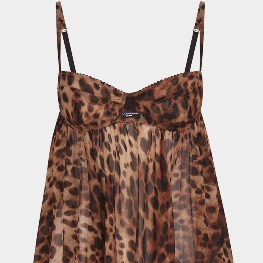 Dolce&Gabbana X SKIMS BABYDOLL Romance Mini Dress LEOPARD animal print